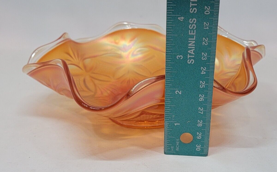 Antique 1920's Westmoreland Gold Carnival Pillow Sunburst Ruffle Rim