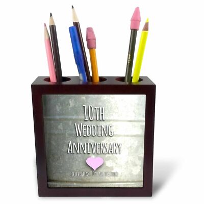 3dRose 10th Wedding Anniversary gift - Tin celebrating 10 years together - tenth