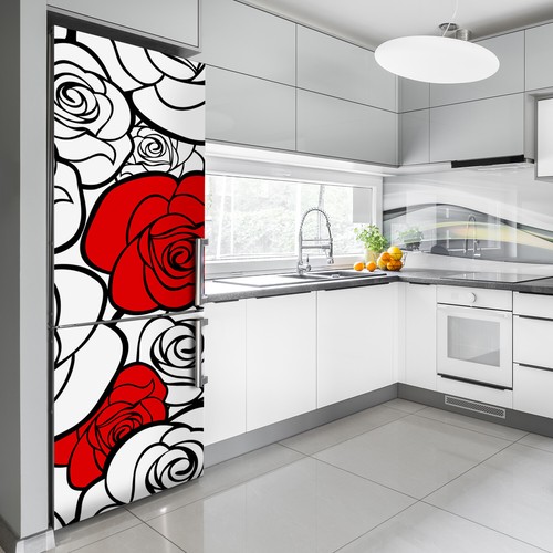 3D Refrigerator Kitchen Removable Sticker Living room Flowers Plant Roses - Picture 2 of 9