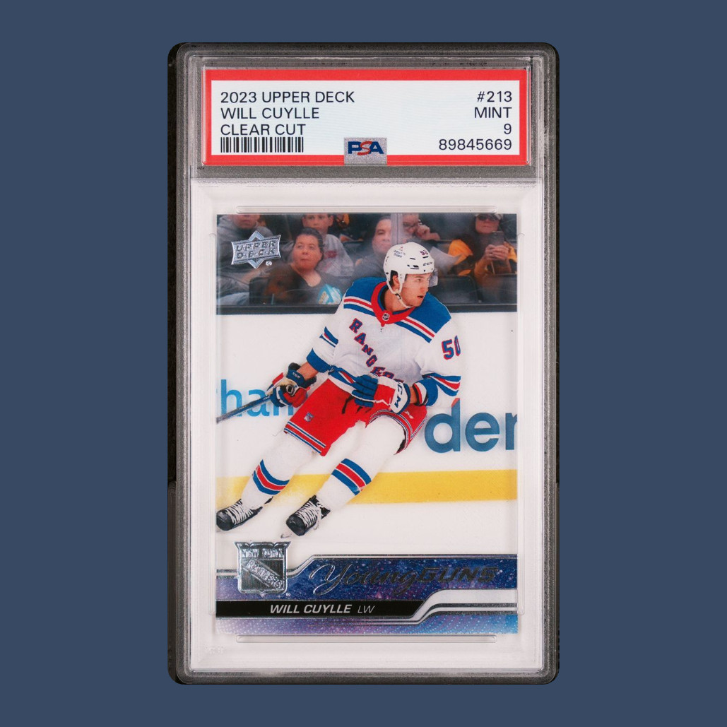 2023-24 Upper Deck Will Cuylle Young Guns Clear Cut SP Rookie RC #213 PSA 9