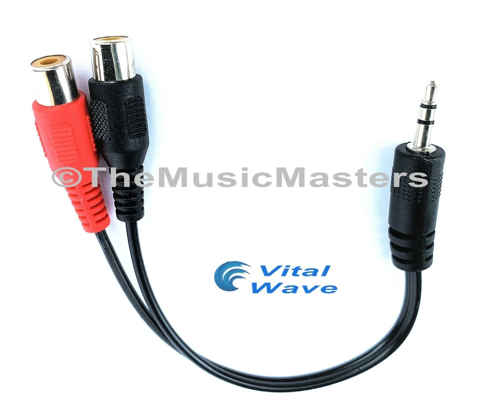6 inch 3.5MM (1/8") Stereo Male to Dual RCA Female Jacks Audio Cable Wire VWLTW - Image 4 of 4