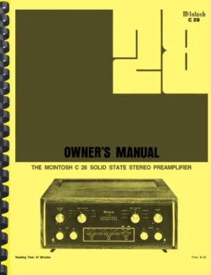 McIntosh C28 C-28 Pre-amplifier SERVICE MANUAL and SERVICE BULLETINS