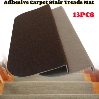 13 pcs Adhesive Carpet Stair Treads Mat Non-Slip Step Staircase Protection Pads