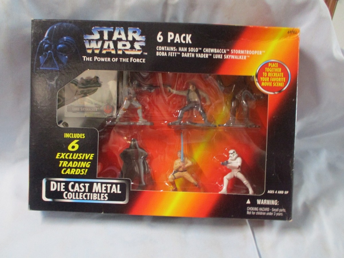 STAR WARS POWER OF THE FORCE 6 DIECAST METAL FIGURES & 6 EXCLUSIVE