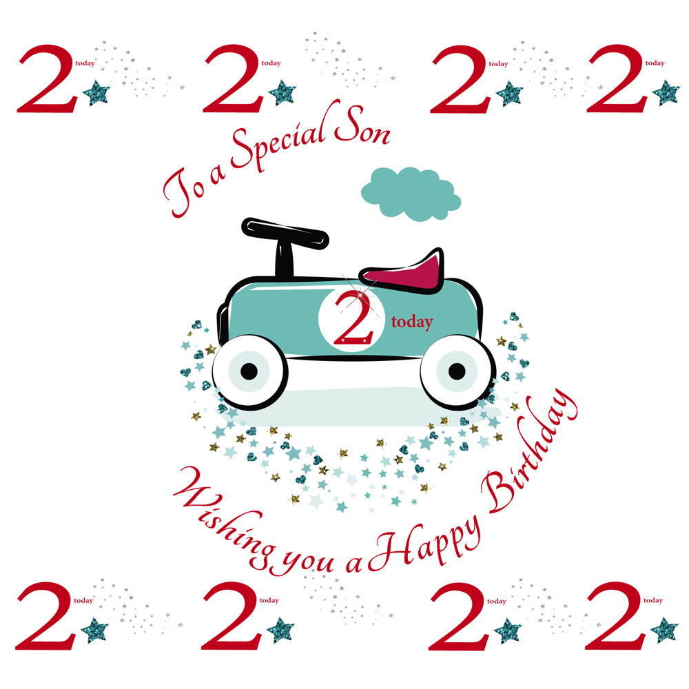 Happy 2nd Birthday Greeting Card Son 2 Today by Rush Design