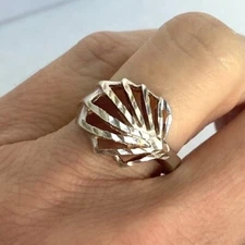 VTG Sterling Silver 925 Diamond Cut Modernist Asymmetric Dome Band Ring Sz 6.5