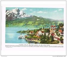 Lake Lucerne, Switzerland, Book Illustration, c1953