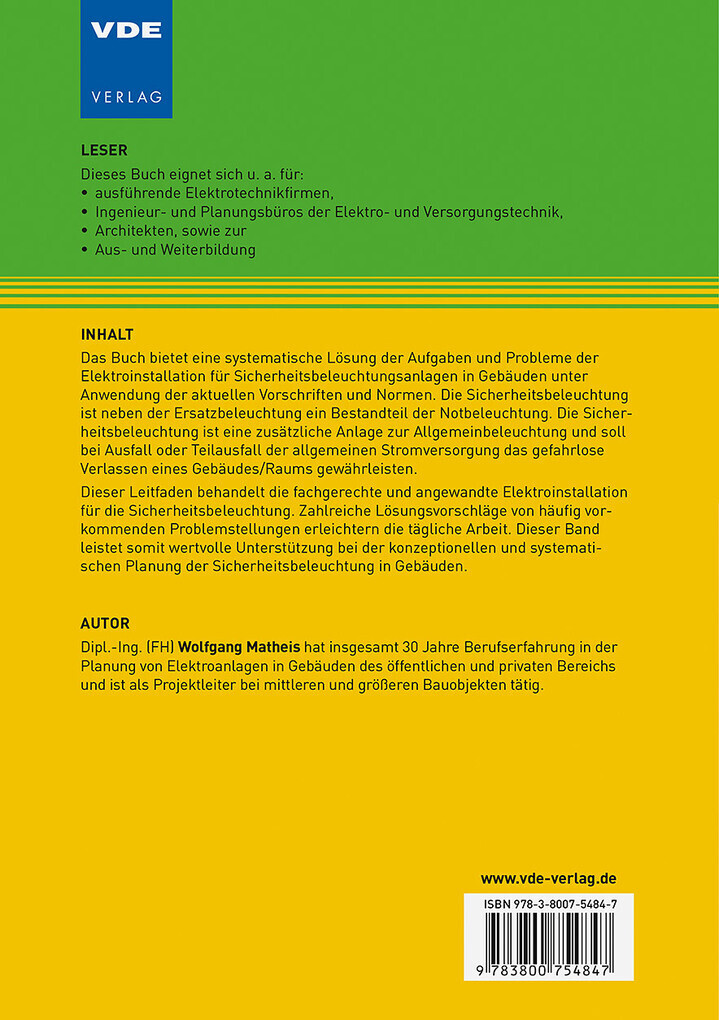 Thumbnail - Leitfaden Sicherheitsbeleuchtung | Wolfgang Matheis | 2021 | Deutsch