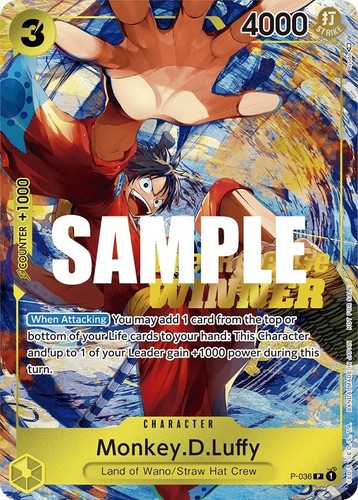 One Piece Monkey.D.Luffy Pre-Release Winner P-036 Promo - BGS 10