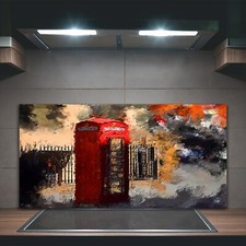 Kitchen Splashback Toughened Glass 100x50 London street phone box UK telephone