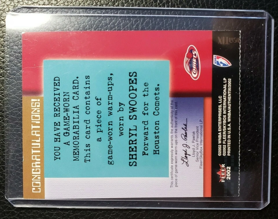 2002 Fleer Authentix WNBA Memorabilia Authentix ripped #7 Sheryl Swoopes - Image 2 of 2