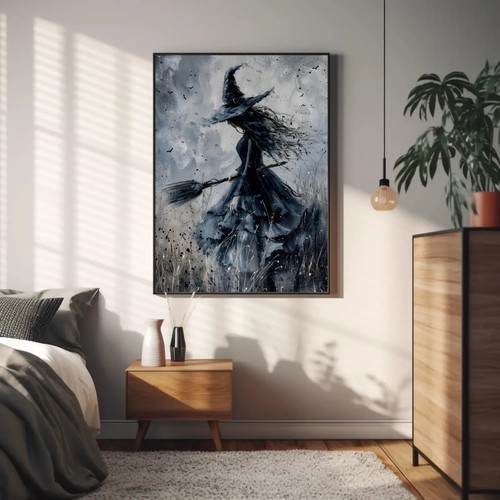 Minimalist Witch Wall Decor Watercolor Wall Art: Fantasy Style ...