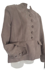 M &co Jacket Womens Size 18 Petite Beige Faux Suede Button Mandarin Collar