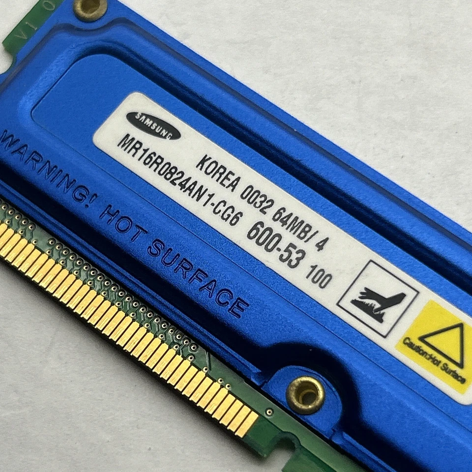 Memoria RAM Rambus Samsung NEC 64 MB 600-53 184 pines Foto 2 de 4