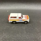 Vintage 1980 Mattel Hot Wheels Ford Bronco with Hood Flames & Red Motorcycle