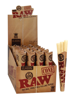 45x (15 Pck) RAW Cones Classic vorgerollte Papers ungebleicht Cone King Size