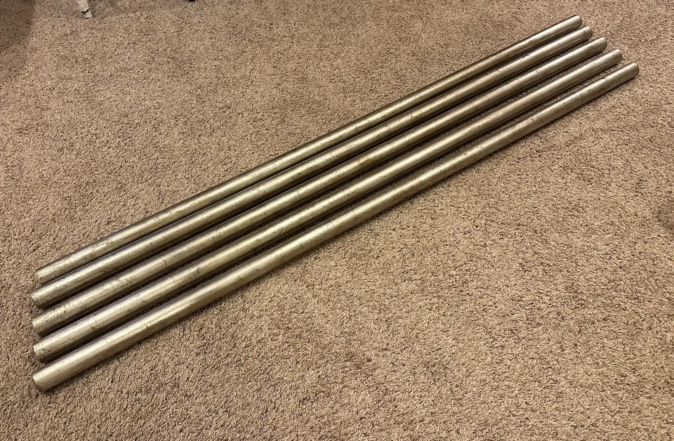 Kirsch Drapery Set of 5 Rods Silver Krackle Wood L: 80” Diam: 2” LOCAL PICK UP - Image 3 of 4