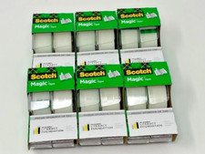 12-Rolls Scotch Magic Tape in Dispenser, 3/4 x 300 Inches, Matte Clear.