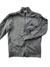 Nike Air Jordan Boy L 6-7Y Gray Full Zip Jacket Logo Trim Lightweight High Neck