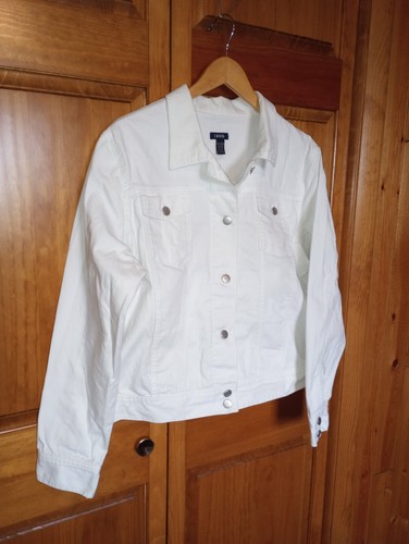 NWOT White Denim Mens XL Trucker Jacket by IZOD Cotton blend IRL measures below - Picture 15 of 24