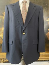 VTG Hart Schaffner Marx 44R USA MADE Gold Button Navy Hopsack Wool 2Btn Jacket