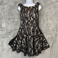 Way In Sz 11 Black Floral Lace Sleeveless Whimsigoth Cocktail NYE Mini Dress Y2K