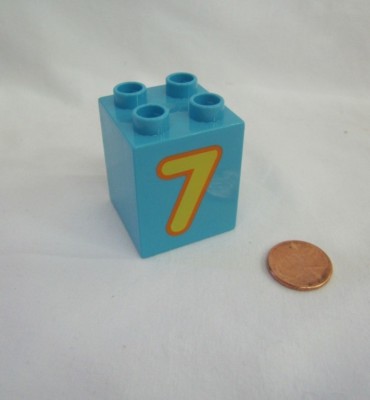 Lego Duplo Number #7 Train Replacement 2 X 2 X 2 Block Building Brick Light Blue