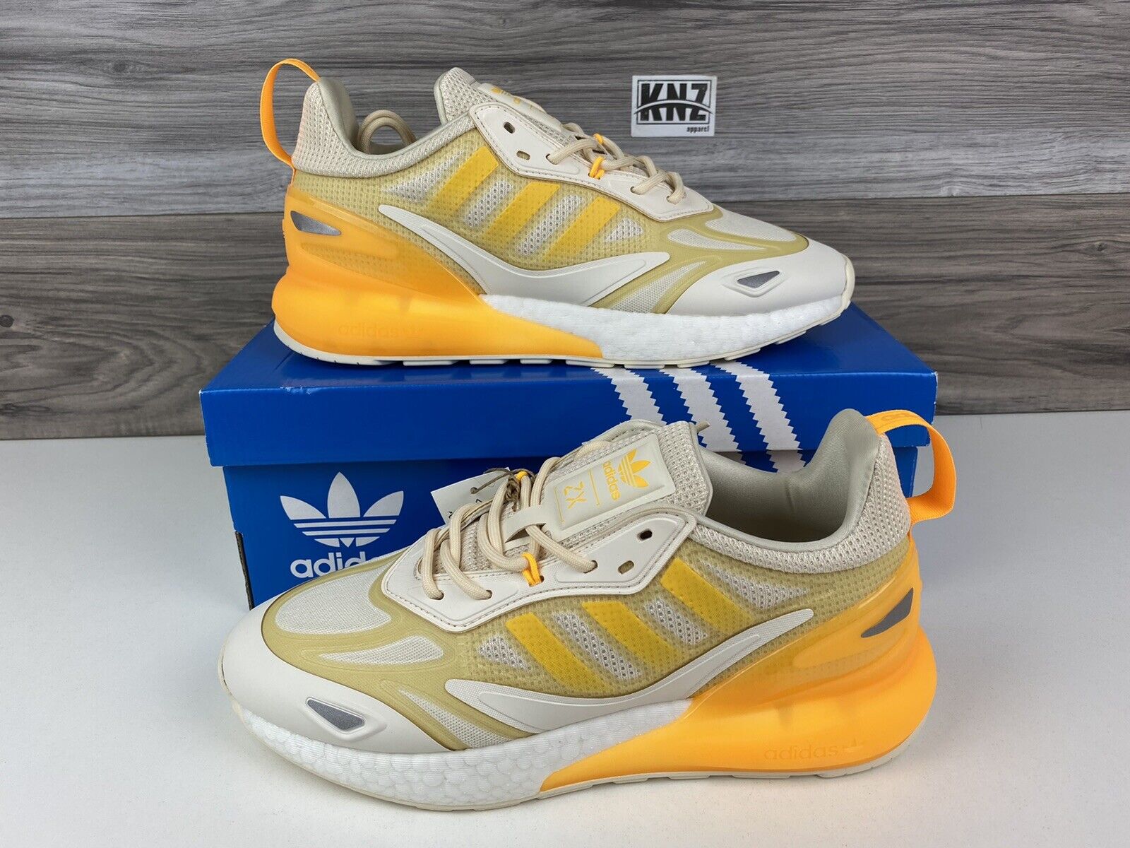 **Women's Adidas ZX 2K BOOST 2.0 Yellow White Orange Cream | size 9 |  GZ7823 NWB