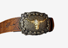 Western Belt and Buckle 1 1/2 inches wide and belt plus buckle 48" NEW