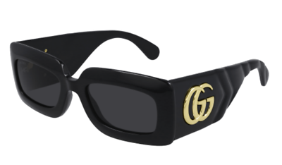 Gucci Black With Gold outlining Sunglasses!!! ☀️ Amazon.com: Gucci Rectangular Narrow Rimless Sunglasses  main image 4
