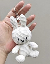 Miffy Charm Keychain Corduroy White 4". Combine Save Shipping
