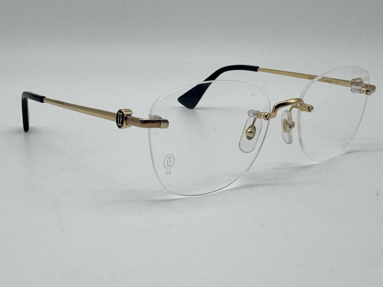 Cartier — CARTIER   DOUBLE C DECOR GOLD RIMLESS EYEGLASSES CT0414O NEW 100% GENUINE ~$1370