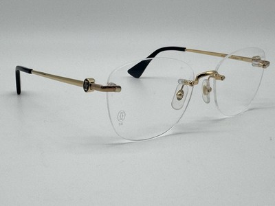 CARTIER   DOUBLE C DECOR GOLD RIMLESS EYEGLASSES CT0414O NEW 100% GENUINE ~$1370