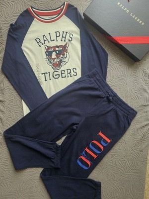 Ralph Lauren Ralph Tigers Langarm Jersey Polo Marke Jogginghose Jungen Set 9-10Y
