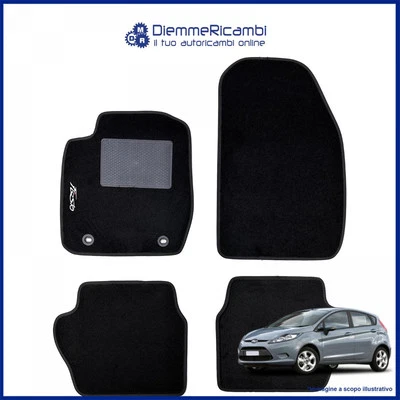 W-PARTS SERIE 4 TAPPETI - TAPPETINI IN MOQUETTE NERI PER FORD FIESTA VI DAL 2008 AL 2011