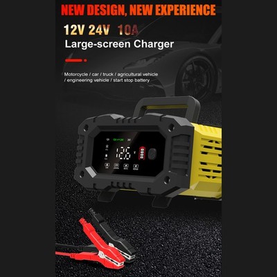 FOXSUR 12V/24V Automotive Battery Chargers With LCD Digital Display For Car