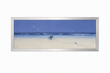 Signed Seascape Print “Hilton” – Framed Panoramic Coastal Beach Scene – 30 x 90