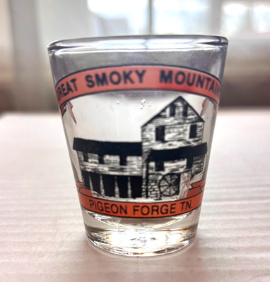 Great Smoky Mountains Pigeon Forge TN Scenic Souvenir Shot Glass 2 1/4'' Tall