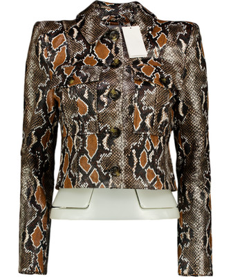 VERONICA BEARD braune Fulham Cropped Jacke in Schlangenoptik Gr.0 UK 4