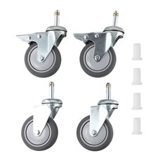 4*3 Inch Rubber-Swivel Stem Caster Trolley Casters For Heavy-Duty 2 Brakes