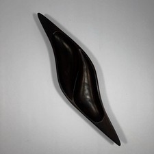 Vintage Hand carved Long Skinny Wooden Bowl. Divided In 2 Sides Leaf Shaped