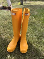 HUNTER Women's Original Tall Rain Boots Size 9US 7UK Yellow Wellies Great Cond