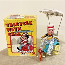 Vintage Wind Up Tricycle With Bell MS710 In Original Box