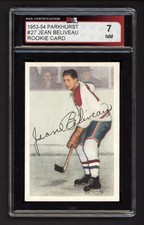 1953-54 PARKHURST #27 JEAN BELIVEAU ROOKIE CARD KSA 7 NEAR MINT