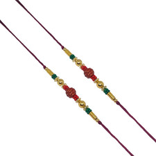 Set of Two Rudraksha Rakhi Thread. Raksha Bandhan Gift for Your Vary Color and