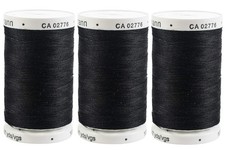 Gutermann Sew-All Thread Black 547 Yards, Polyester Sewing Spool, 3 Pack Set