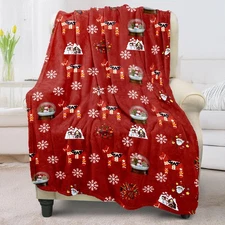 COMFAR Cute Christmas Blankets and Throws for Adults/Women, Fuzzy Christmas T...
