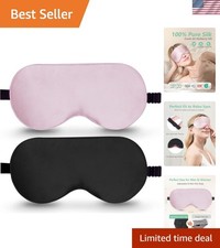 100 Real Mulberry Silk 2 Pack Sleep Mask, Natural Pure Silk Eye Masks with A...