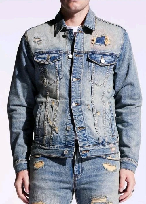 Embellish CONCAT DENIM JACKET MEN’s Size Large Blue NWT