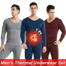 Men's Thermal Underwear Set Warm Fleece Lined Long Johns Base Layer Top & Bottom